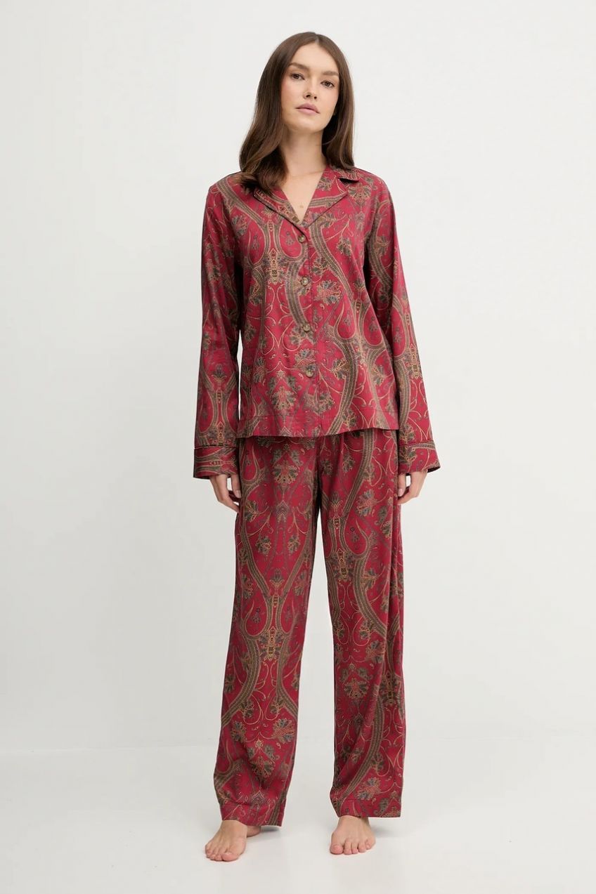 Pyžamo Lauren Ralph Lauren dámske, červená farba, ILN92459