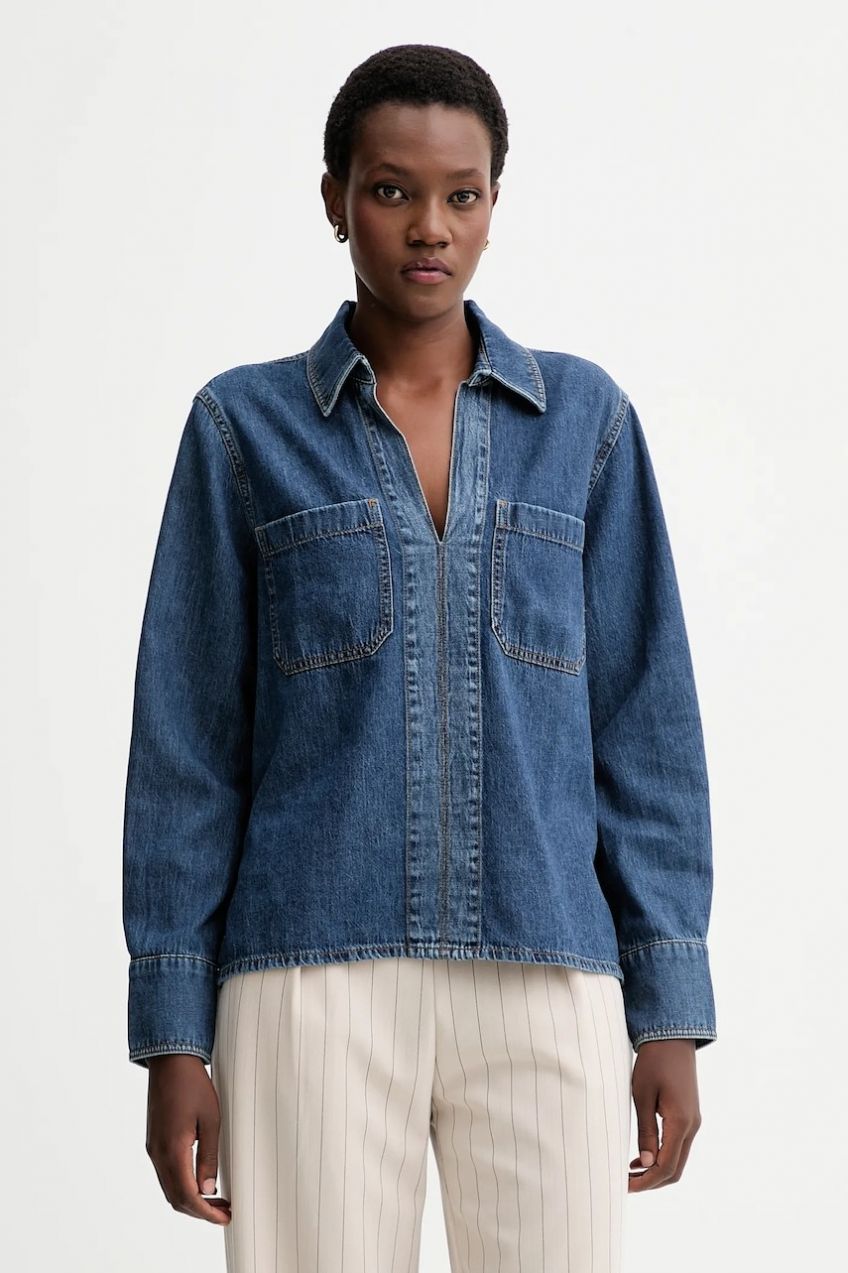 Riflová blúzka Rag & Bone modrá farba, jednofarebná, RJ0525FSUKE