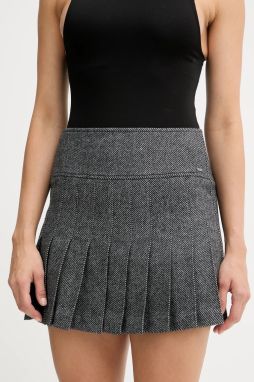 Sukňa s prímesou vlny Armani Exchange šedá farba, mini, áčkový strih, XW000694 AF16146