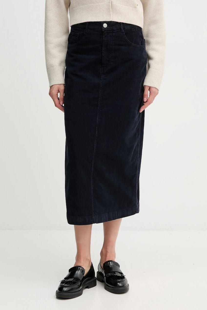 Sukňa Pepe Jeans tmavomodrá farba, midi, rovný strih, PL9011885