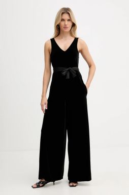Zamatová kombinéza Armani Exchange čierna farba, v výstrih, XW000976 AF16147