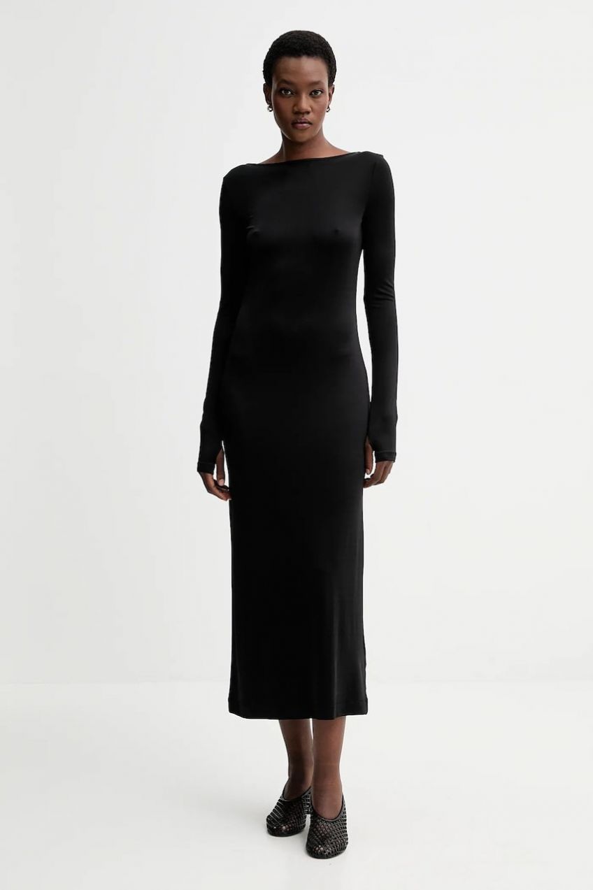 Šaty Filippa K čierna farba, maxi, priliehavé, 31740