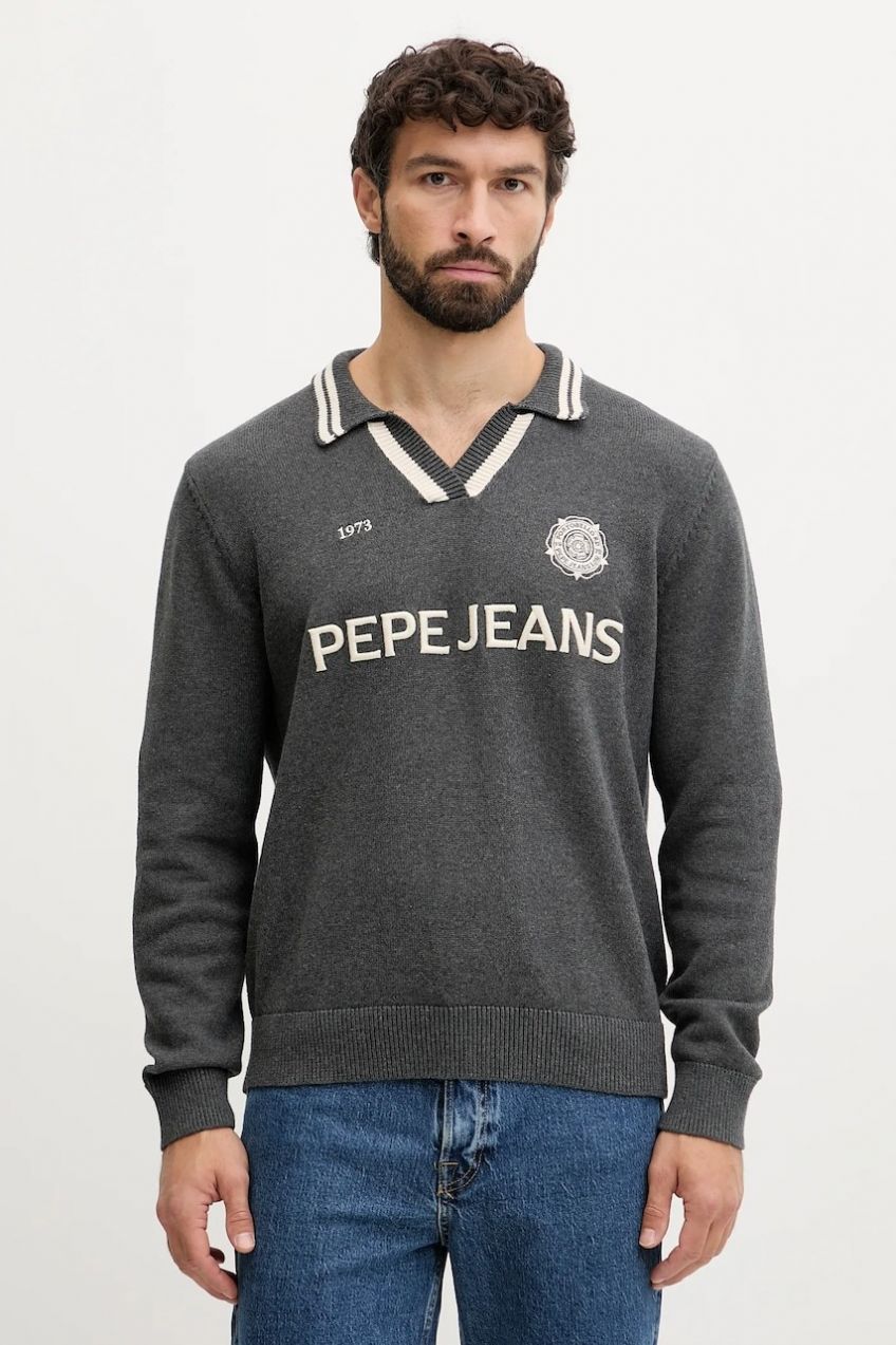 Bavlnený sveter Pepe Jeans šedá farba, PM7000020