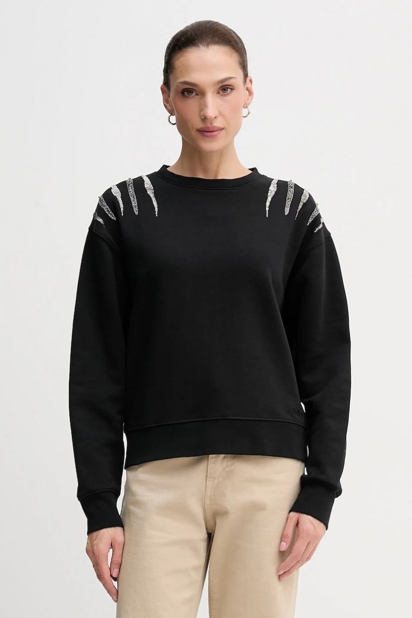 Mikina Pepe Jeans čierna farba, s nášivkou, PL5800024