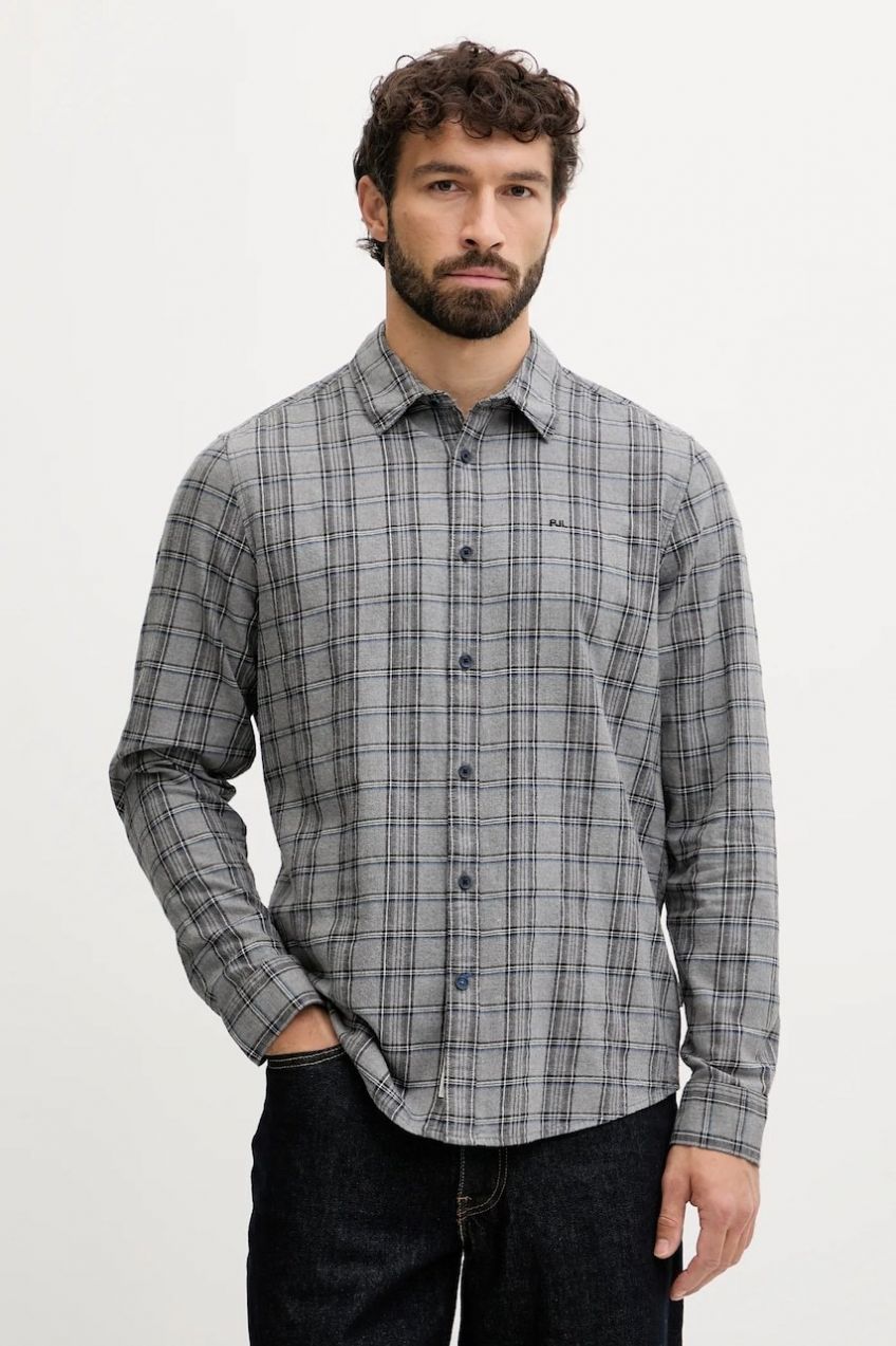 Bavlnená košeľa Pepe Jeans šedá farba, regular, s klasickým golierom, PM3090830