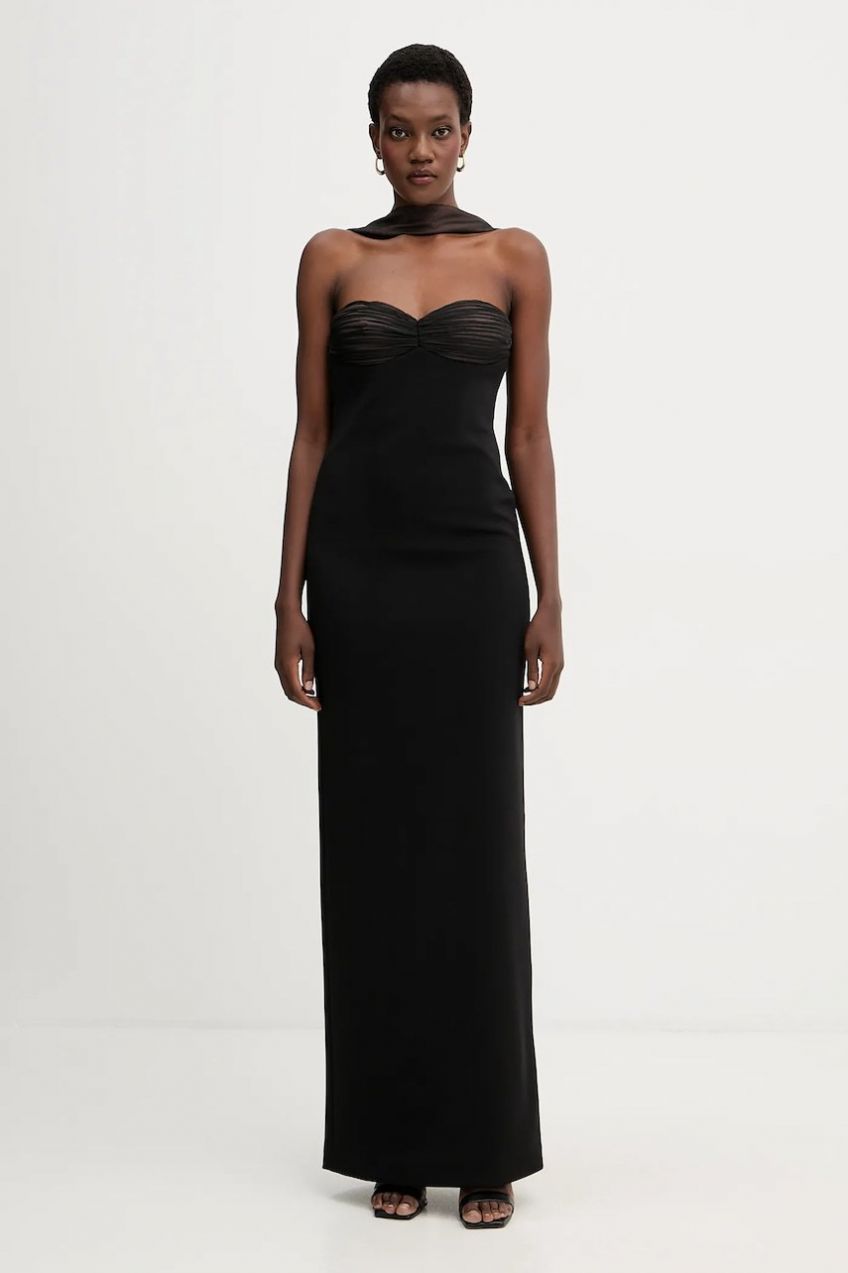 Šaty Retrofete Daufine čierna farba, maxi, priliehavé, R-FW25-11888-17