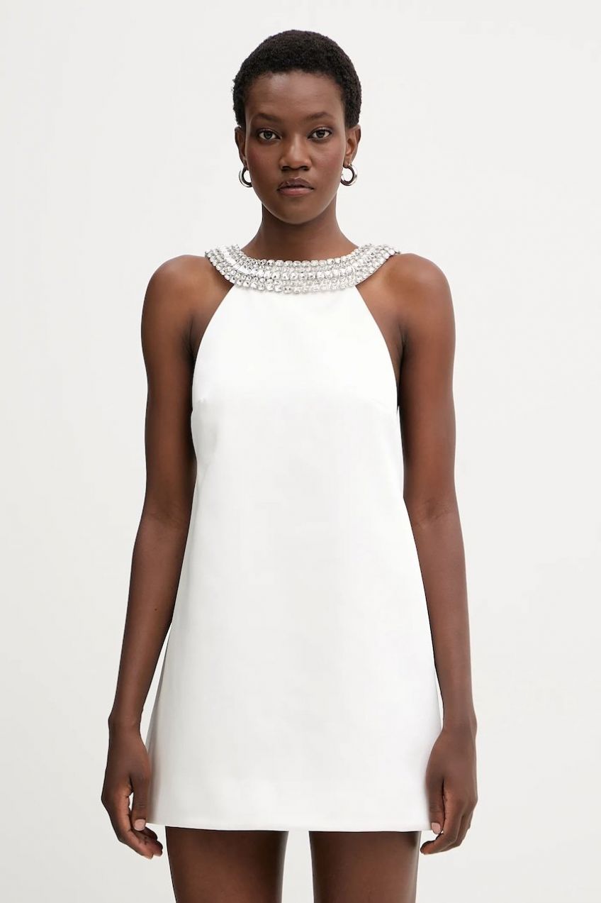 Šaty Retrofete Kenai biela farba, mini, rovný strih, R-FW25-11959-17