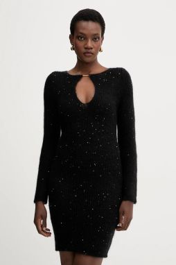 Šaty s prímesou vlny Liviana Conti čierna farba, mini, priliehavé, L5WG62