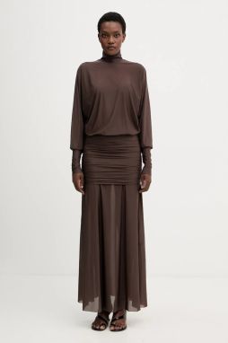 Šaty Aniye By hnedá farba, maxi, áčkový strih, 181423