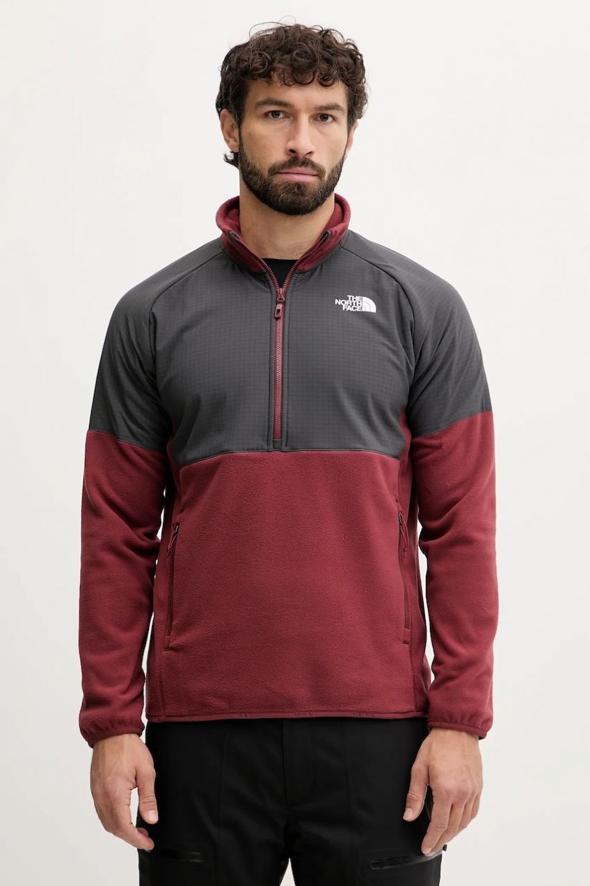 Športová mikina The North Face Glacier Heavyweight červená farba, vzorovaná, NF0A89JHDO31