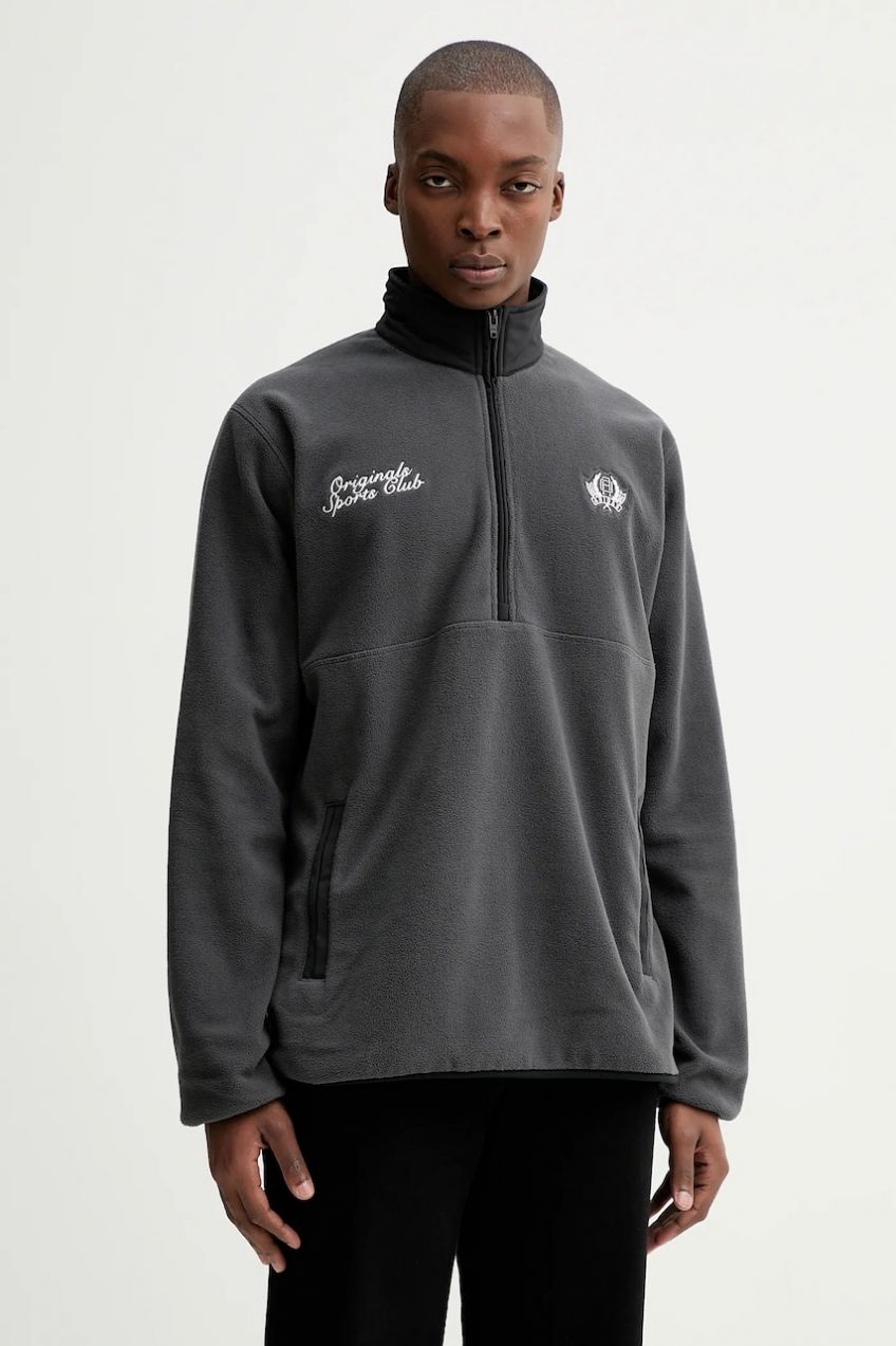 Fleecová mikina adidas Originals Varsity Regular šedá farba, jednofarebná, JX8191