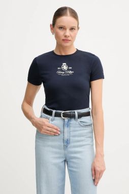 Tričko Tommy Hilfiger dámske, tmavomodrá farba, WW0WW47316