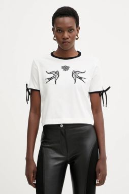 Bavlnené tričko Pinko dámske, biela farba, 105558 A2SF