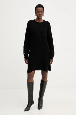 Šaty s prímesou vlny Pinko čierna farba, mini, oversize, 105504 A2R1