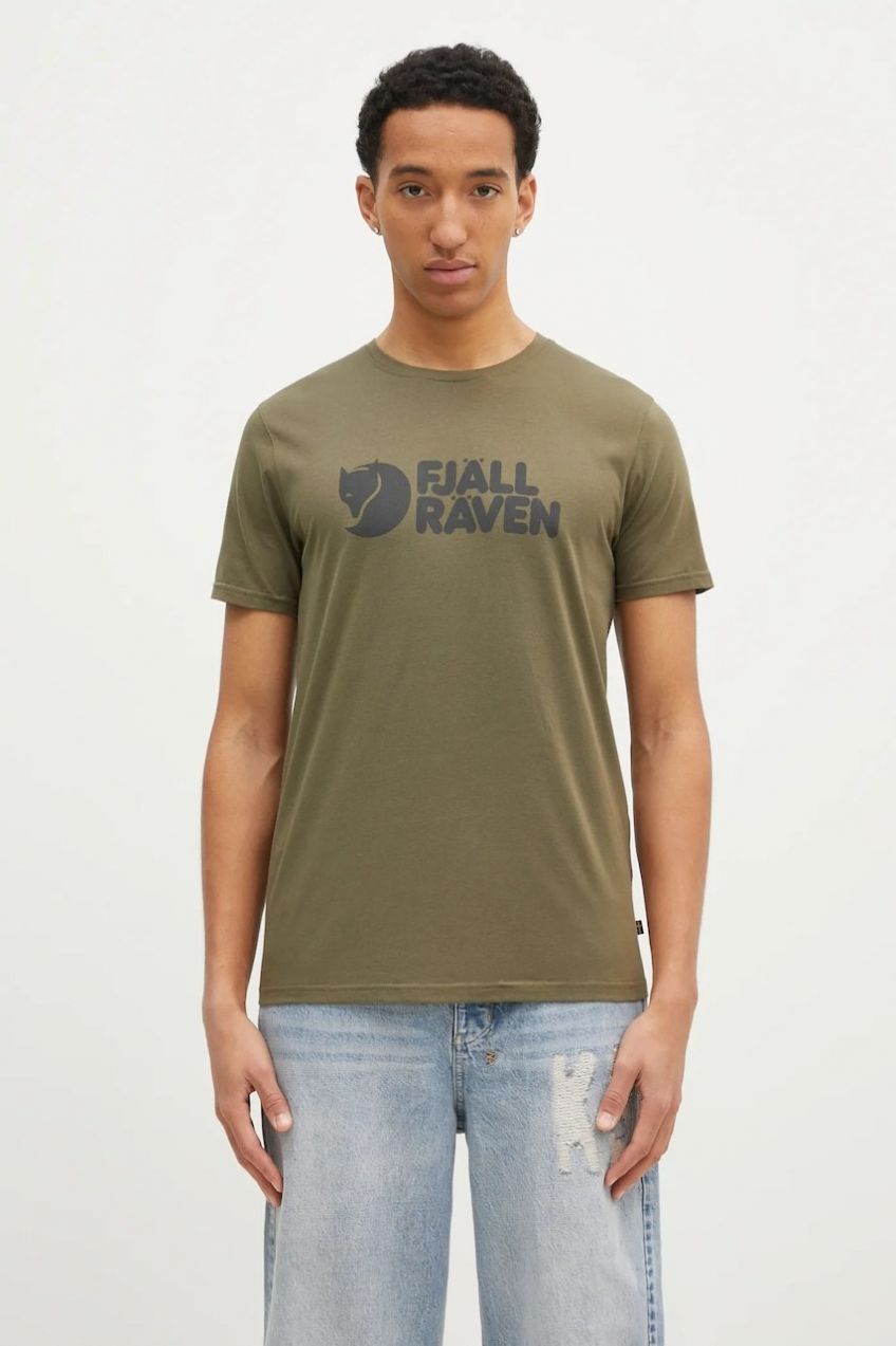 Tričko Fjallraven Fjällräven Logo T-shirt M pánske, zelená farba, vzorované, F87310.625