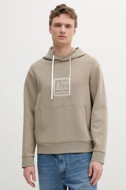 Mikina Armani Exchange béžová farba, s kapucňou, s potlačou, XM000482 AF10818