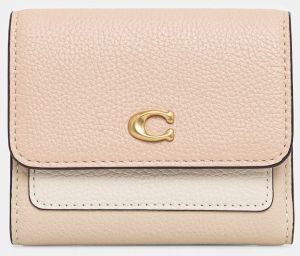 Kožená peňaženka Coach Mila béžová farba, CAO14