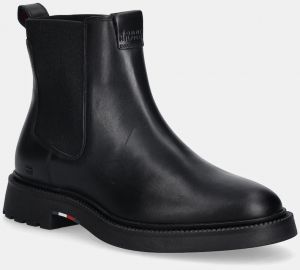 Kožené topánky chelsea Tommy Hilfiger HILFIGER COMFORT LWT LTH CHELSEA čierna farba, FM0FM05591