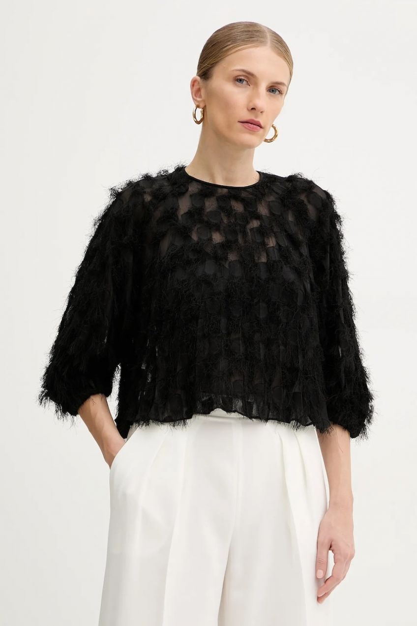 Blúzka BOSS čierna farba, vzorovaná, 50546822