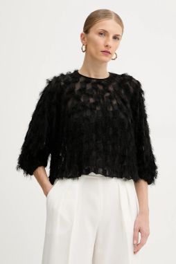 Blúzka BOSS čierna farba, vzorovaná, 50546822