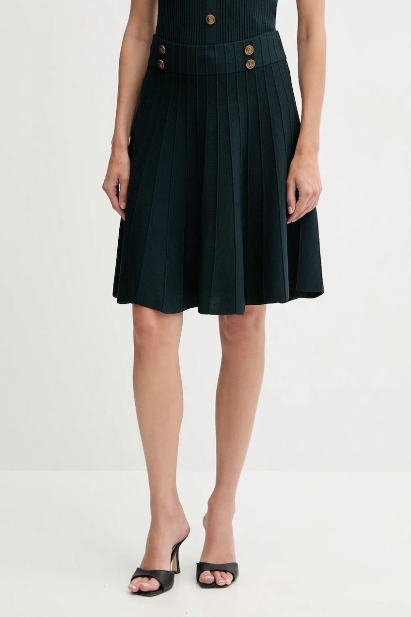 Sukňa Guess EMMIE zelená farba, mini, áčkový strih, W5YD65 Z0130