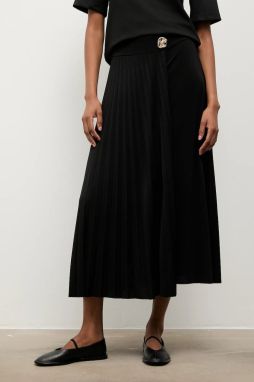 Sukňa Answear.LAB čierna farba, midi, áčkový strih