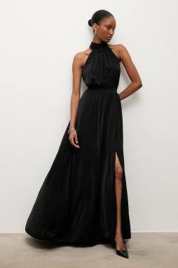 Šaty Answear.LAB čierna farba, maxi, áčkový strih