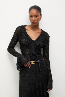 Blúzka Answear.LAB čierna farba, jednofarebná