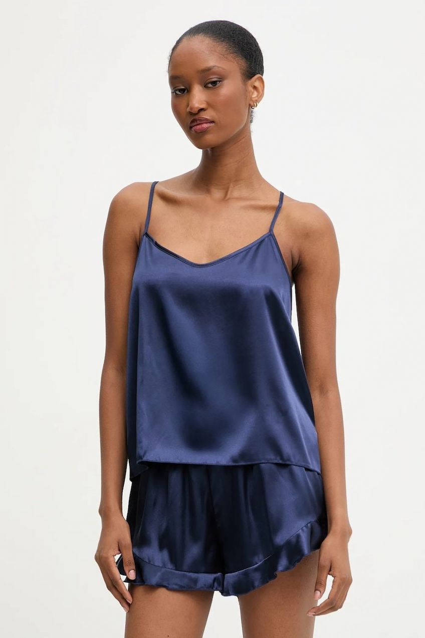 Pyžamo Answear.LAB dámske, tmavomodrá farba, saténové