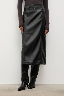 Sukňa Answear.LAB čierna farba, midi, rovný strih