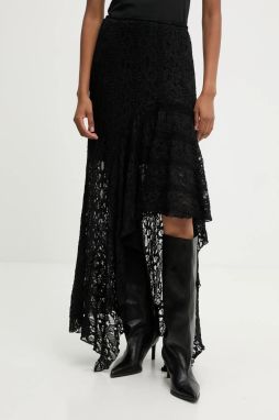 Sukňa Answear.LAB čierna farba, midi, áčkový strih