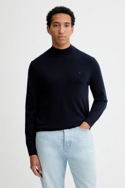Vlnený sveter Calvin Klein tmavomodrá farba, ľahký, LV04LE309G