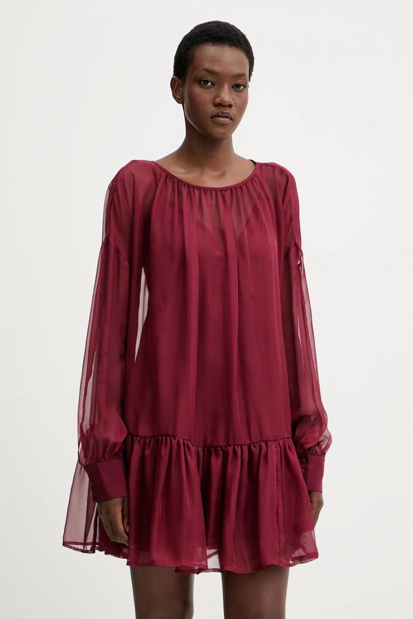 Šaty Aniye By bordová farba, mini, áčkový strih, 181525