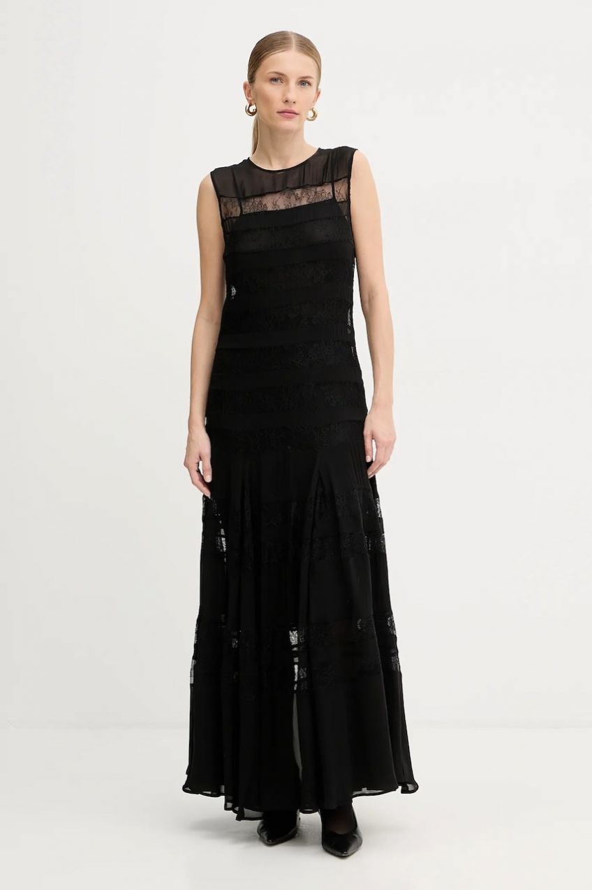 Šaty Marella čierna farba, maxi, áčkový strih, 2523226012200