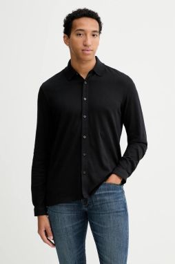 Bavlnená košeľa Marc O'Polo čierna farba, regular, s klasickým golierom, 529214455042