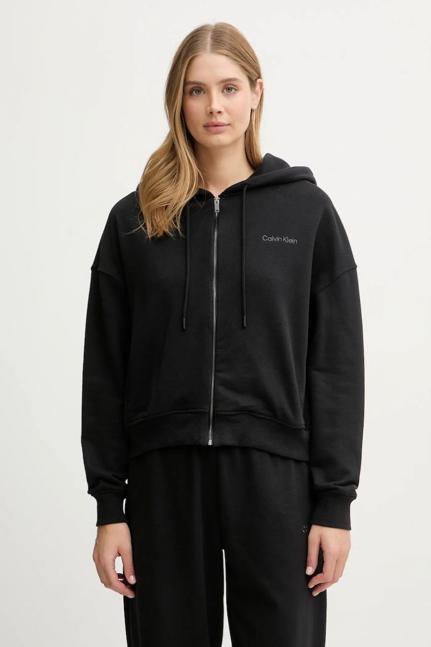 Mikina s kapucňou Calvin Klein Underwear čierna farba, s kapucňou, jednofarebná, LV00QS7513