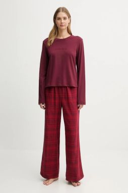 Bavlnené pyžamo Calvin Klein Underwear bordová farba, bavlnené, LV00QS7579