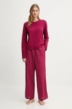 Bavlnené pyžamo Calvin Klein Underwear bordová farba, bavlnené, LV00QS7578