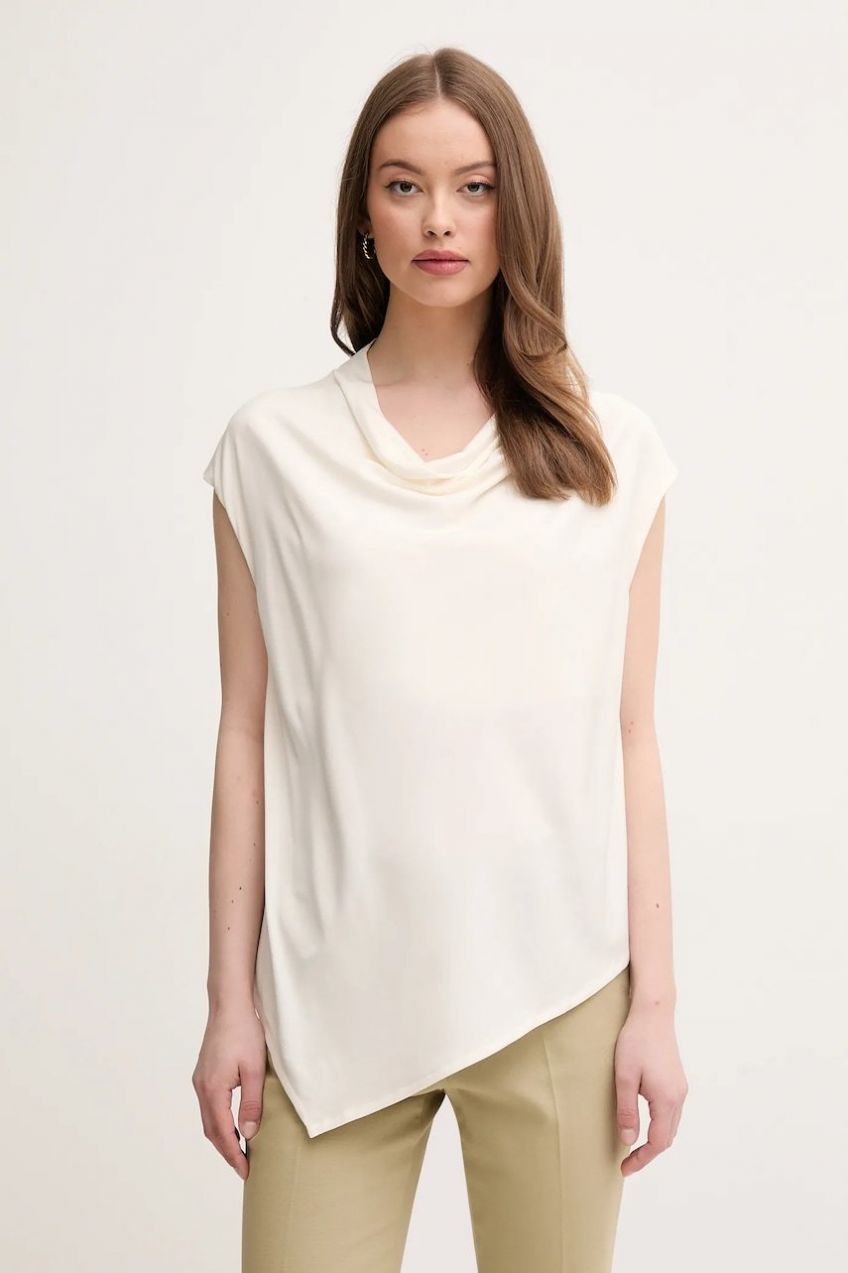 Blúzka Sisley béžová farba, jednofarebná, 5FNTLQ08P