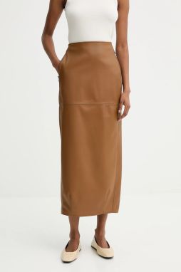 Sukňa MM FABIANA hnedá farba, maxi, puzdrová, 2526776037600