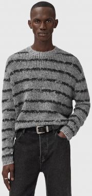 Sveter s prímesou vlny AllSaints DISSOLVED šedá farba, M003KD