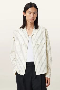 Bavlnená košeľa AllSaints STANLEY béžová farba, regular, M022SD