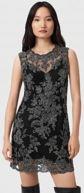 Šaty AllSaints INAYA čierna farba, mini, rovný strih, W043DD