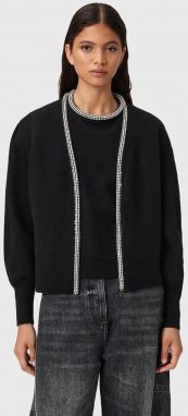 Vlnený kardigán AllSaints ODELL čierna farba, W033KD