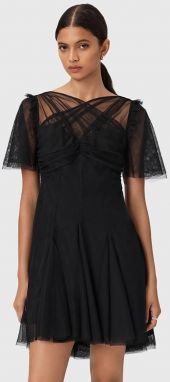 Šaty AllSaints MADI čierna farba, mini, áčkový strih, W005DD