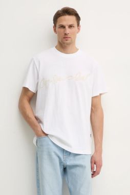 Bavlnené tričko G-Star pánske, biela farba, s potlačou, D25148-C336