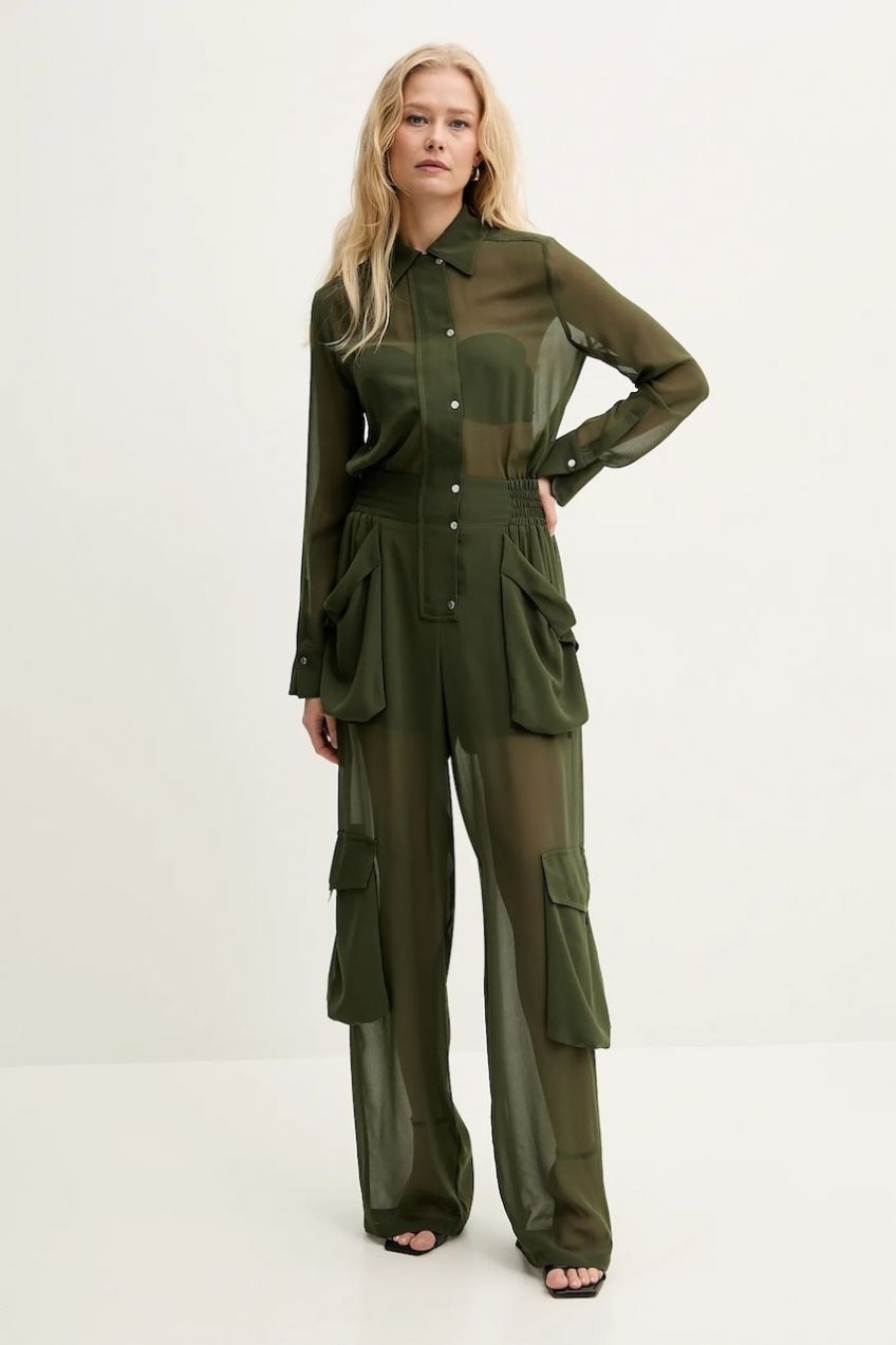 Overal Pinko zelená farba, s golierom, 104750 A21F