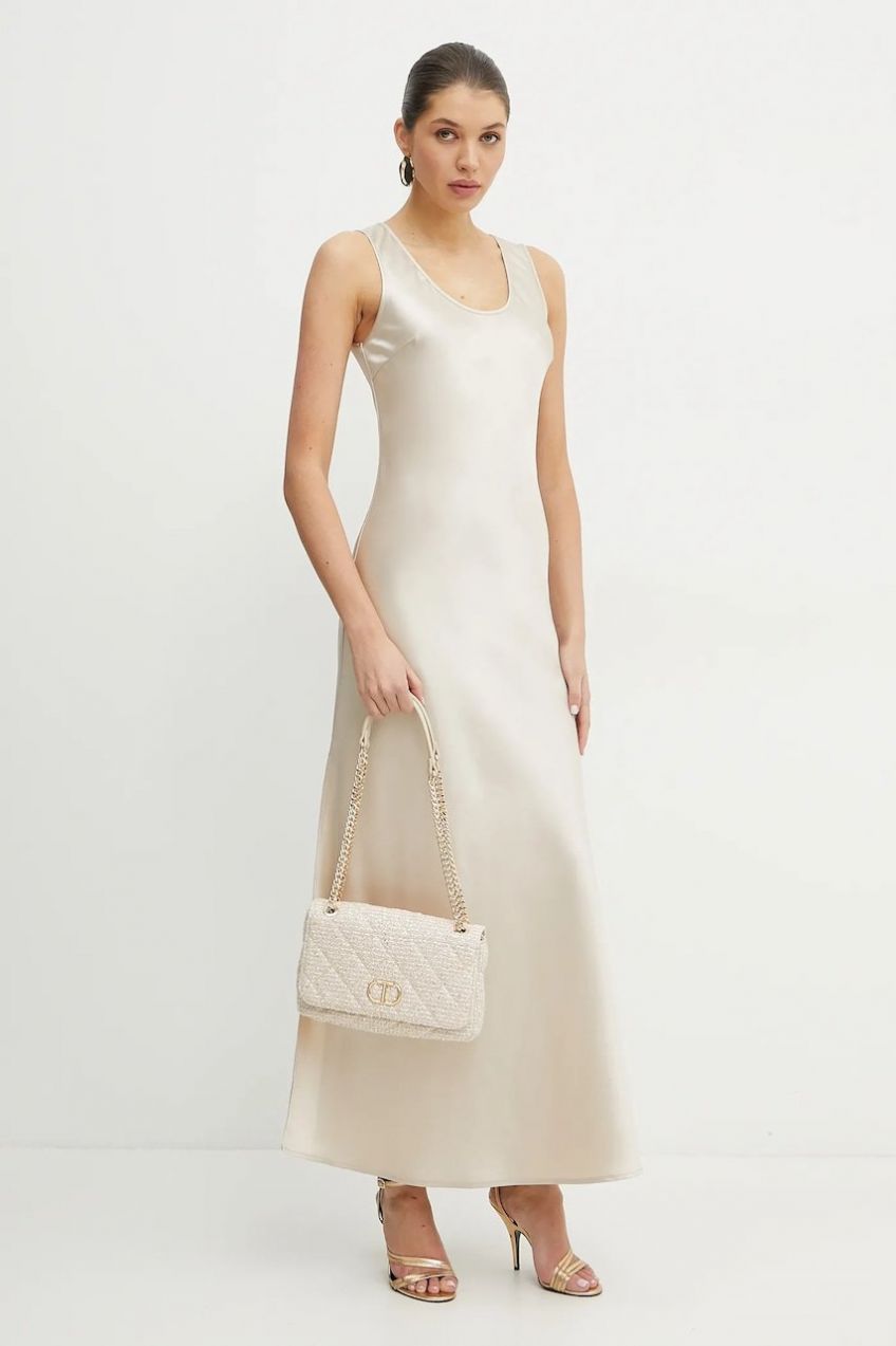 Dámske oblečenie - Šaty - Zelená - Šaty Silvian Heach CORNAVA béžová farba, maxi, priliehavá, GPP25361VE Šaty Silvian Heach CORNAVA béžová farba, maxi, priliehavá, GPP25361VE