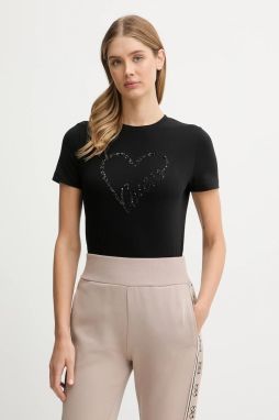 Tričko Guess LOVE dámske, čierna farba, V5BI13 J1314