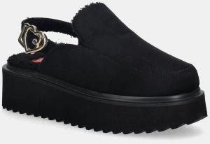 Šľapky Love Moschino čierna farba, na platforme, JA10416L0NJAW000